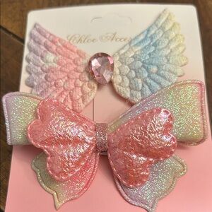 Pink and White Glitter Hair Bow